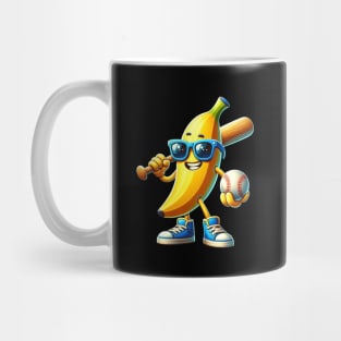 Cool Cartoon Banana Playing Baseball Kids Sports Fruit Mug